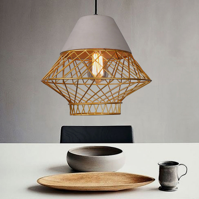 Drahtkäfig Schatten Anhänger Beleuchtung Urban Retro 1 Light Restaurant Hanging Lamp mit Zementoberteil