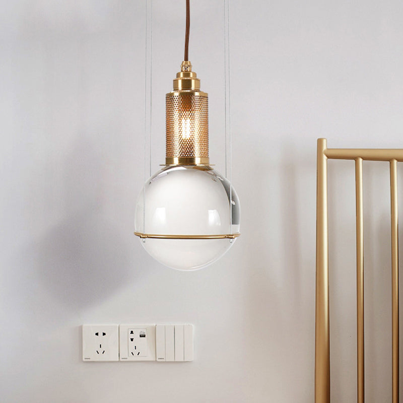 1 Light Pendant Light Modern Minimalist Globe Crystal Shade Living Room Hanging Lamp