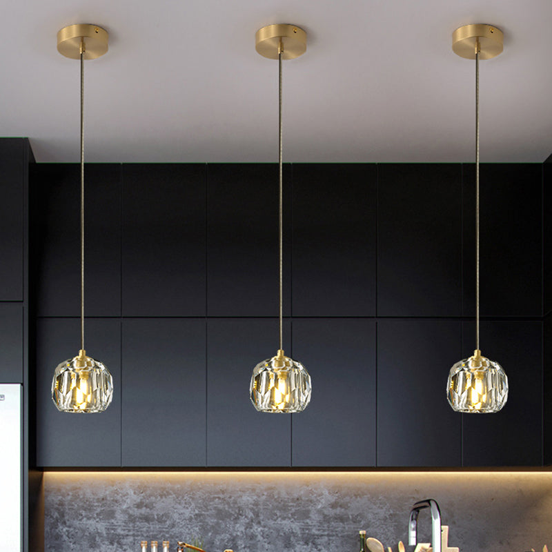 Geschnitzte kristallförmige Decke Anhänger moderne Goldhängerlampe für Esszimmer