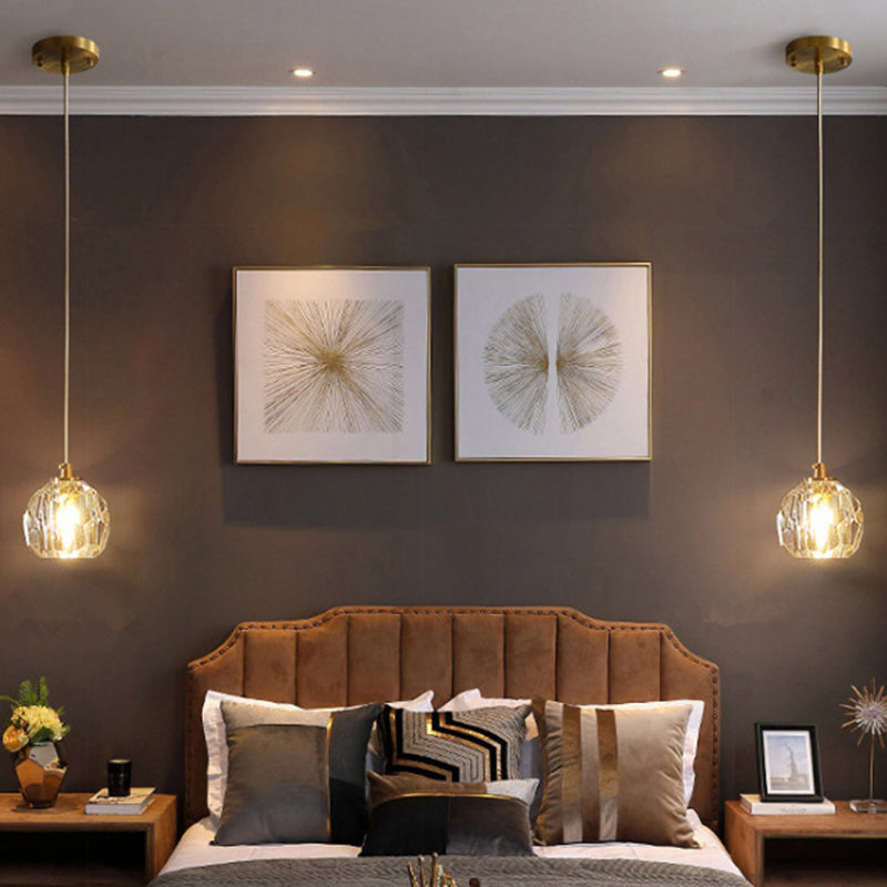 Lampada a sospensione moderna a forma di soffitto a forma di cristallo intagliato per sala da pranzo