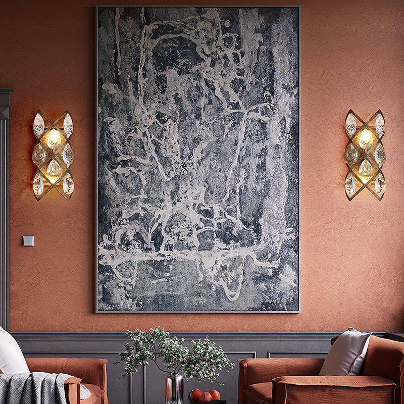 Vintage -Wandleuchten mit klarem Kristall 2 Lichter Innenwandhalterung Licht in Rost