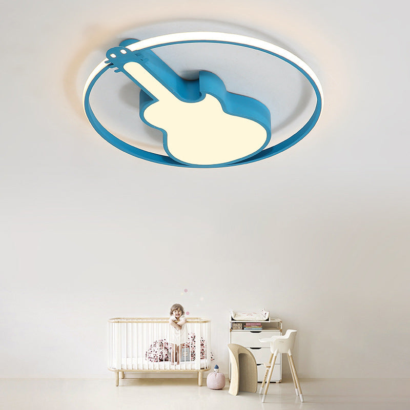 Guitar Flush Mount Ceiling Light 1 Light Metal Creative Flush Mount Ceiling Light for Bedroom