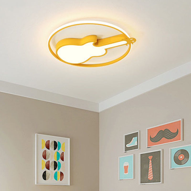 Guitar Flush Mount Ceiling Light 1 Light Metal Creative Flush Mount Ceiling Light for Bedroom