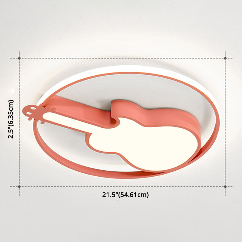 Guitar Flush Mount Ceiling Light 1 Light Metal Creative Flush Mount Ceiling Light for Bedroom