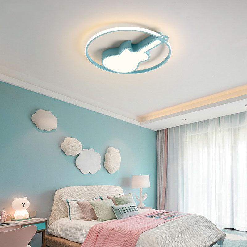 Guitar Flush Mount Ceiling Light 1 Light Metal Creative Flush Mount Ceiling Light for Bedroom
