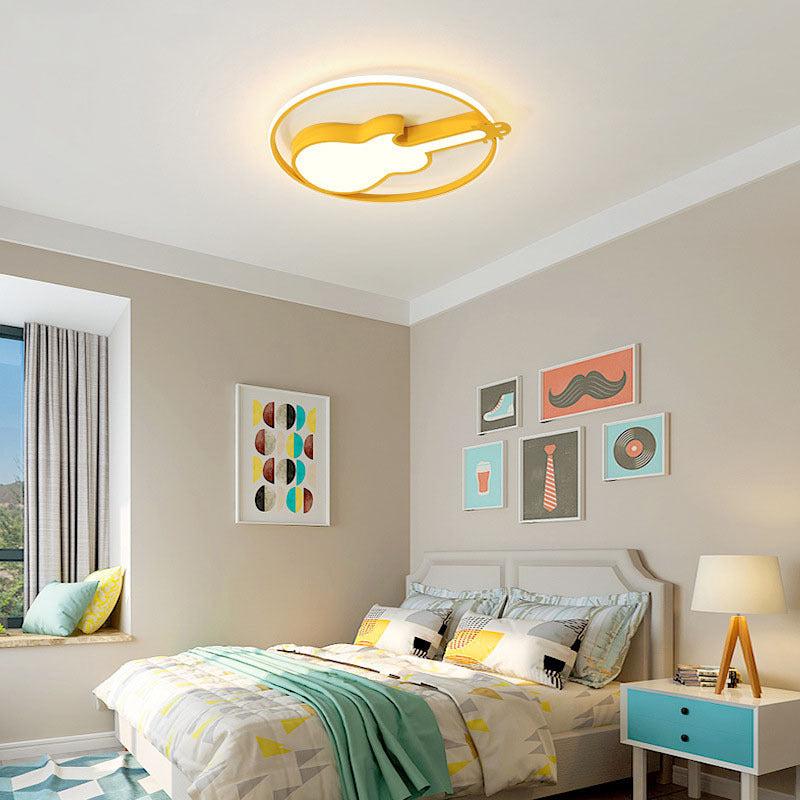 Guitar Flush Mount Ceiling Light 1 Light Metal Creative Flush Mount Ceiling Light for Bedroom
