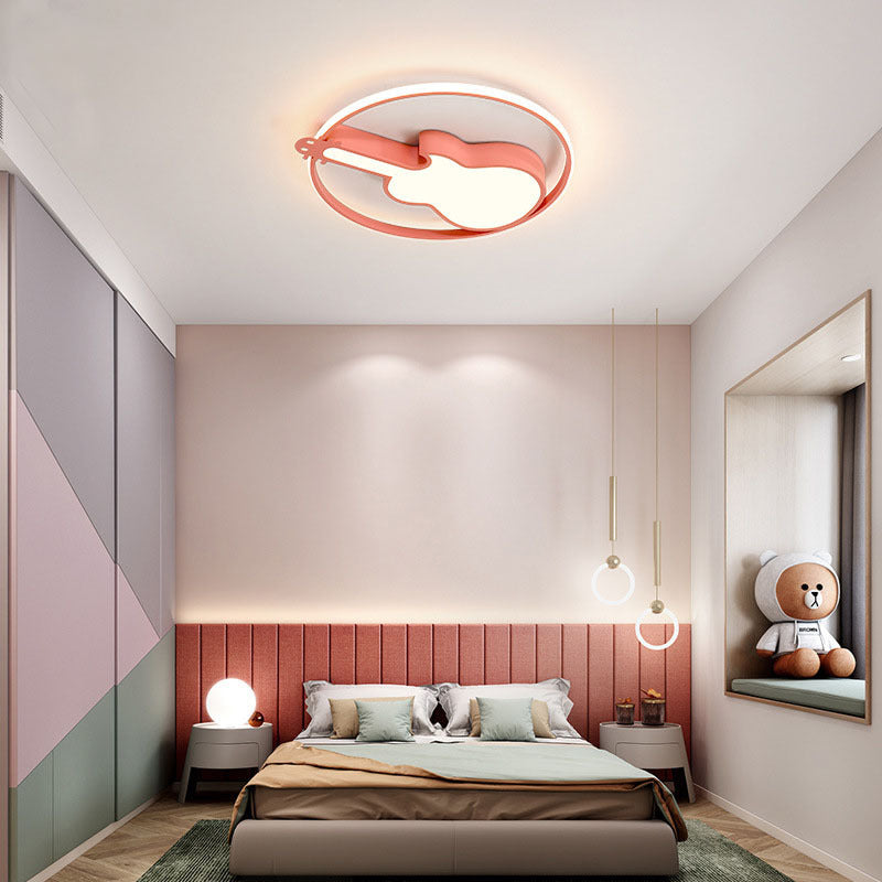 Guitar Flush Mount Ceiling Light 1 Light Metal Creative Flush Mount Ceiling Light for Bedroom