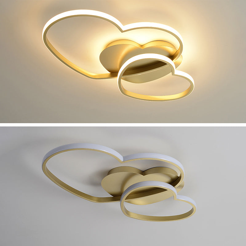 Lámparas de techo empotradas con diseño de corazón, 1 luz, luces de techo contemporáneas de metal, montaje empotrado