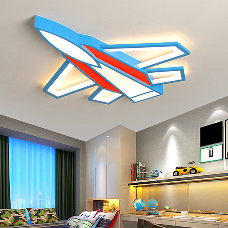 Airplane Flush Monte Light 1 Light Metal Cartoon Flush Monte Spotlight for Children Bedroom