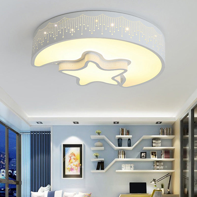 Moon And Star Flush Mount Light Fixtures Creative Acrylic Ceiling Light Fixtures for Bedroom