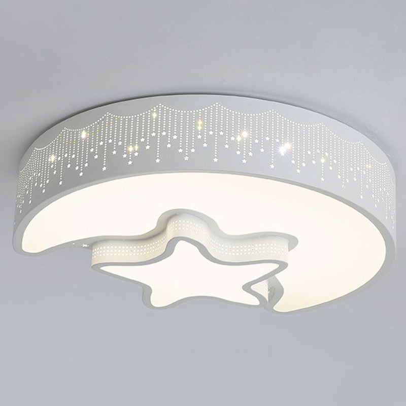 Moon And Star Flush Mount Light Fixtures Creative Acrylic Ceiling Light Fixtures for Bedroom