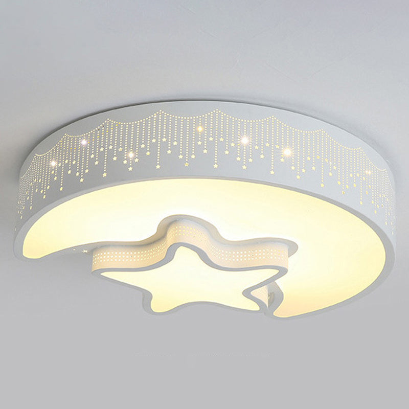 Moon And Star Flush Mount Light Fixtures Creative Acrylic Ceiling Light Fixtures for Bedroom