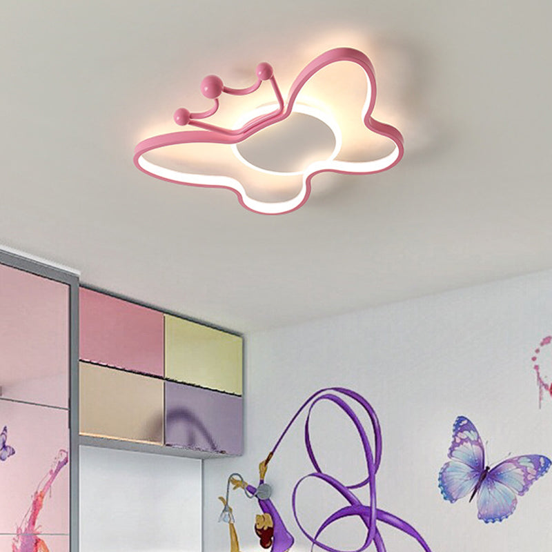 Butterfly Semi Flush Plafond Lilaires dessin animé Plafond en aluminium Chandelier pour enfants pour les enfants
