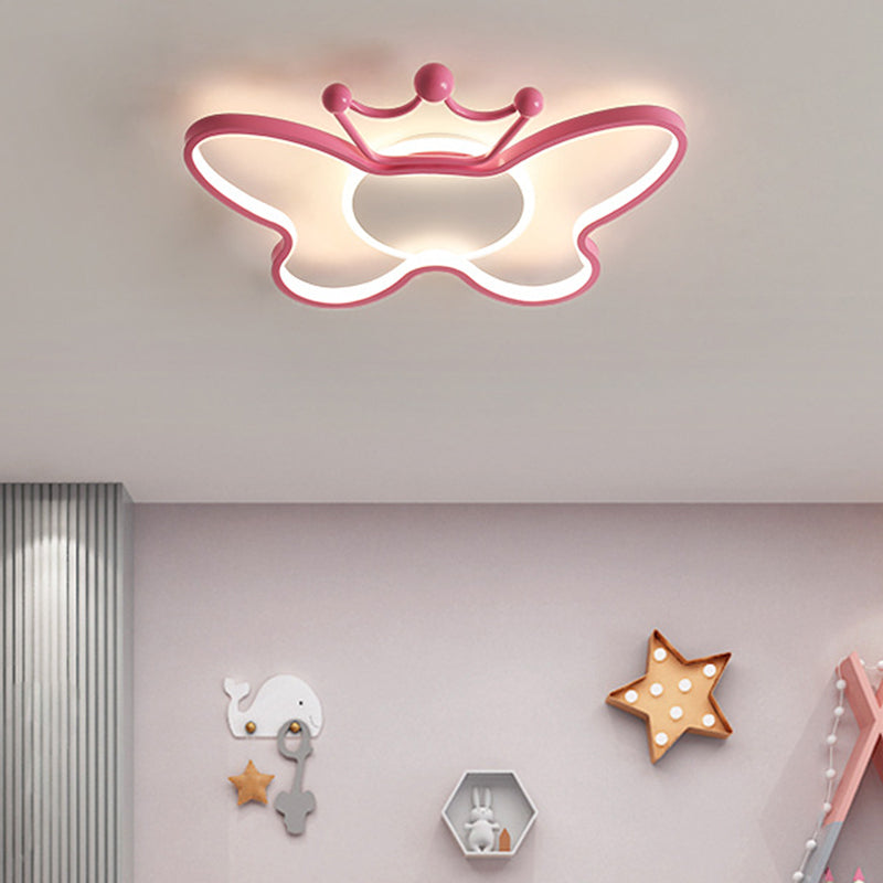 Butterfly Semi Flush Plafond Lilaires dessin animé Plafond en aluminium Chandelier pour enfants pour les enfants