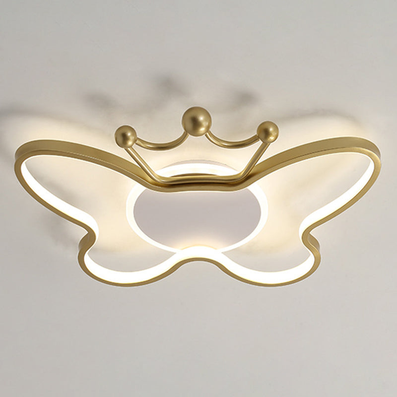 Butterfly Semi Flush Plafond Lilaires dessin animé Plafond en aluminium Chandelier pour enfants pour les enfants