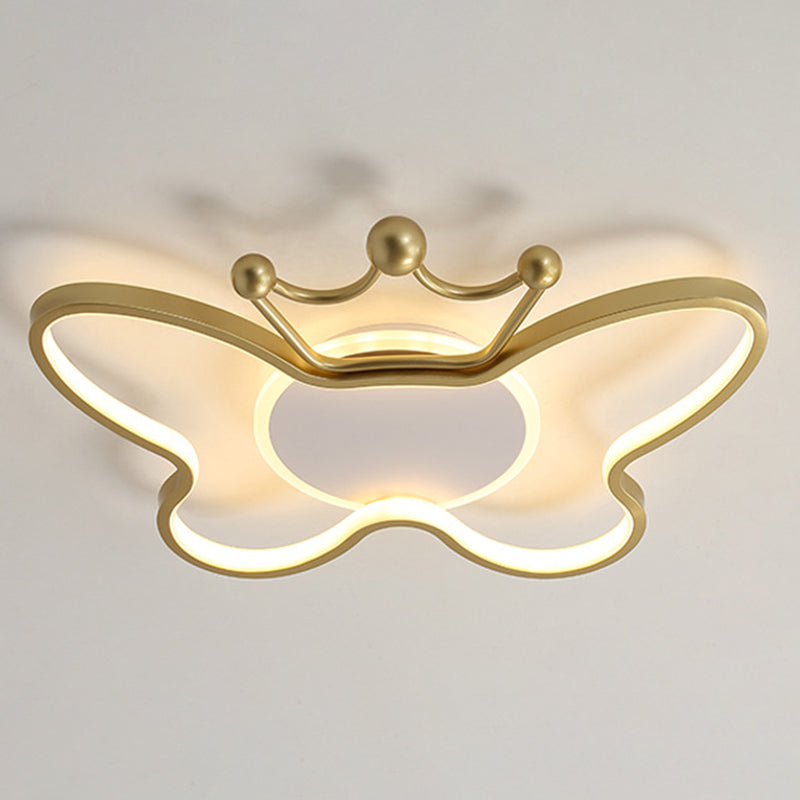 Butterfly Semi Flush Plafond Lilaires dessin animé Plafond en aluminium Chandelier pour enfants pour les enfants