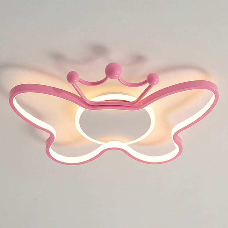 Butterfly Semi Flush Plafond Lilaires dessin animé Plafond en aluminium Chandelier pour enfants pour les enfants