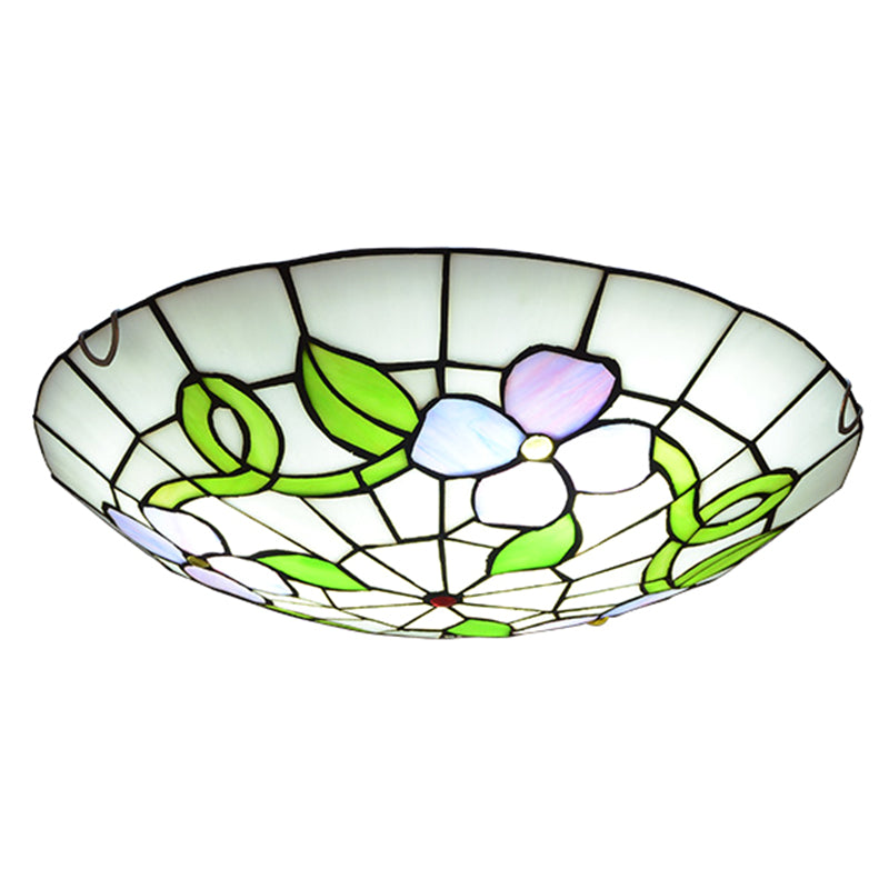 Flower Flush Mount Ceiling Light Stained Glass Tiffany-Style Flush Mount Ceiling Ligh