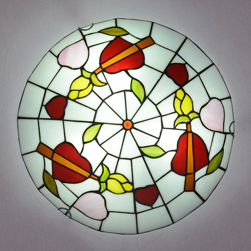 Dome Flush Mount Light 2/3/4 Lights Stained Glass Tiffany-Style Flush Mount Spotlight