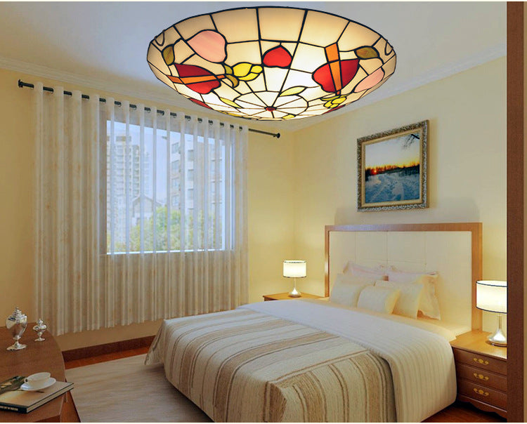 Dome Flush Mount Light 2/3/4 Lights Stained Glass Tiffany-Style Flush Mount Spotlight