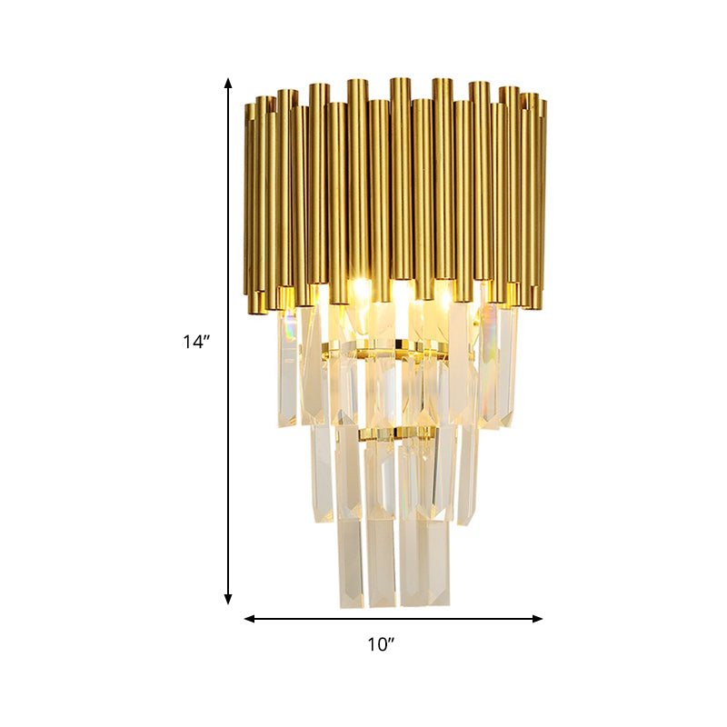 Taps toelopende wand gemonteerd lamp Modern 2 lichten driehoekige kristallen prisma wandlamp in goud voor woonkamer