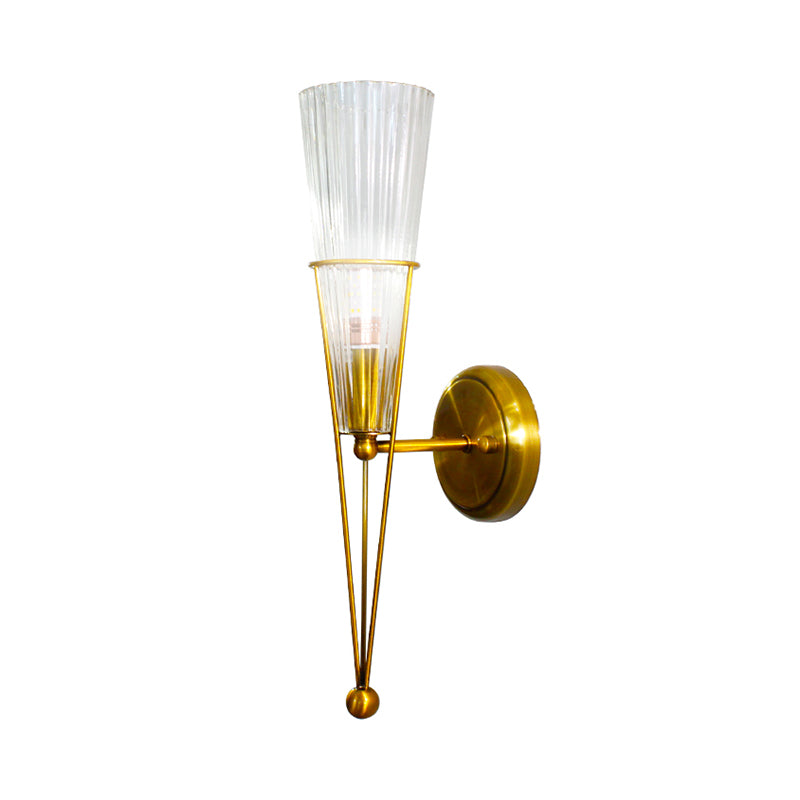 Black/Brass Torch Sconce Lighting 1 Light Modernism Metal and Clear Crystal Mini Wall Lamp
