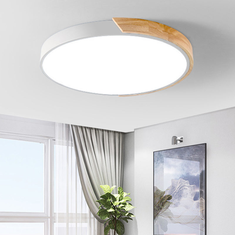 Rounded Flush Ceiling Lights 1 Light Wood Minimalism Flush-Mount Light Fixture