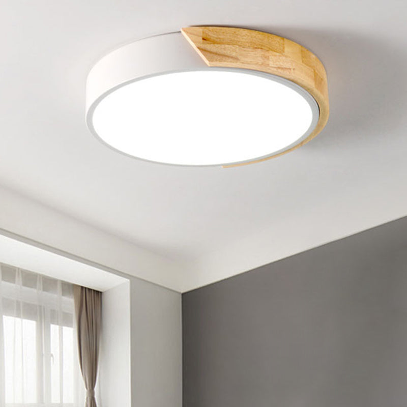 Rounded Flush Ceiling Lights 1 Light Wood Minimalism Flush-Mount Light Fixture