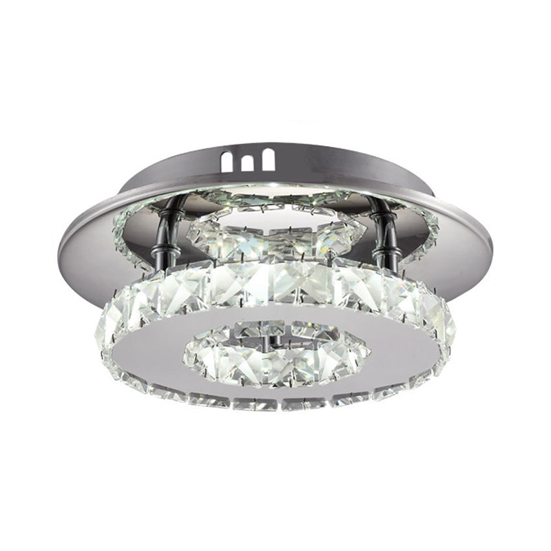 Circulaire Semi-Flush Light Luxury Clear / Amber Crystal LED Fixture du plafond intérieur Fixture en Neutre / Warm/White/3 Couleur