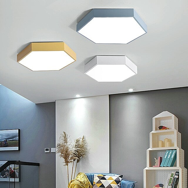 Hexagon Flush Light Fixtures 1 Light Acrylic Minimalist Flush Mount Ceiling Light Fixture