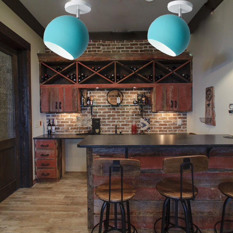 Dome Semi Flush Mount Licht Macaron Metal Ceiling Light Armaturen voor Living Room