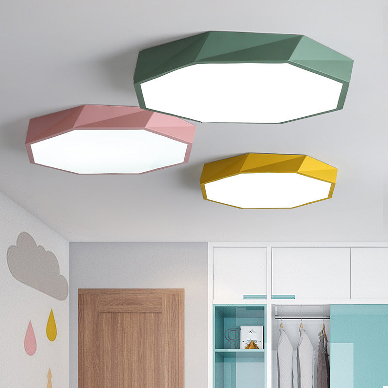 Faceted Flush Mount Ceiling Light Contemporary Acrylic Ceiling Mount Chandelier for Bedroom