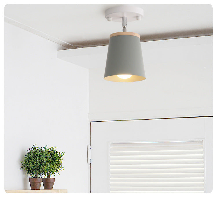 1 Light Semi Flush Mount Light Macaron Metal Ceiling Mount Chandelier for Bedroom