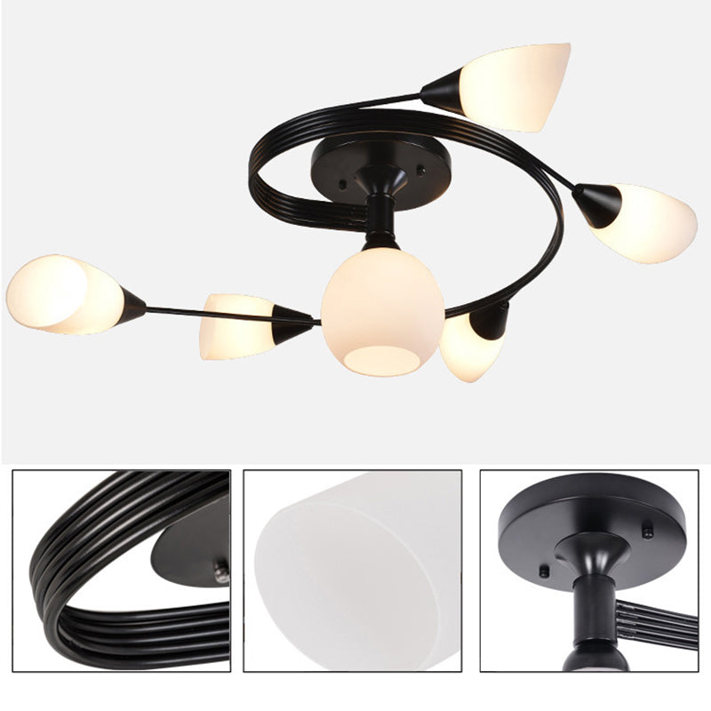 Plafonnier en verre dépoli en ferronnerie, luminaire Semi-encastré de Style moderne avec abat-jour blanc pour salon et Restaurant