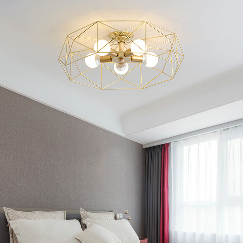 Geometric Flush Mount Ceiling Light Nordic Industrial Style Metal Ceiling Flush Mount for Bedroom
