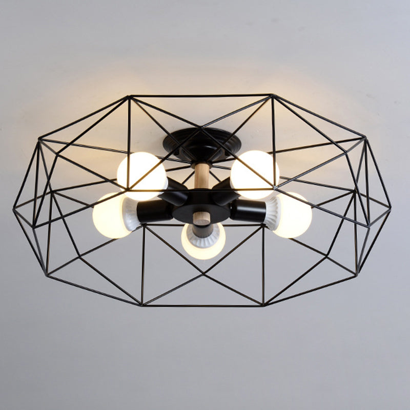 Geometric Flush Mount Ceiling Light Nordic Industrial Style Metal Ceiling Flush Mount for Bedroom
