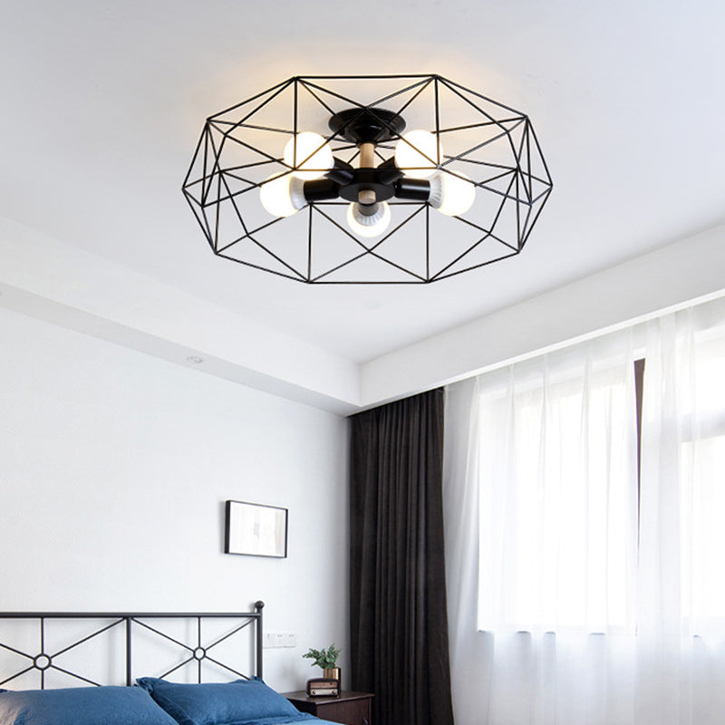 Geometric Flush Mount Ceiling Light Nordic Industrial Style Metal Ceiling Flush Mount for Bedroom