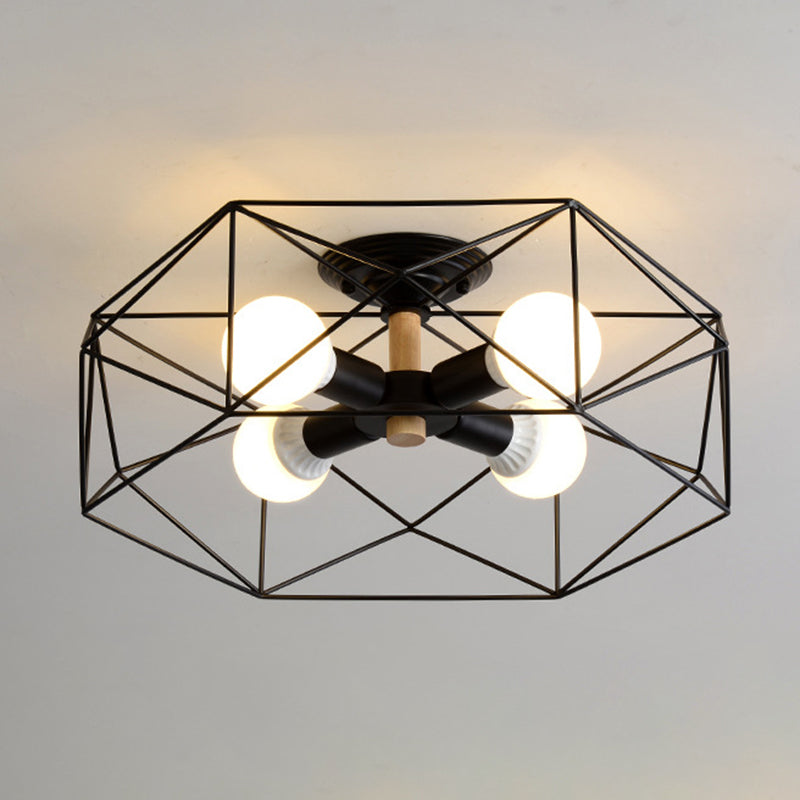 Geometric Flush Mount Ceiling Light Nordic Industrial Style Metal Ceiling Flush Mount for Bedroom