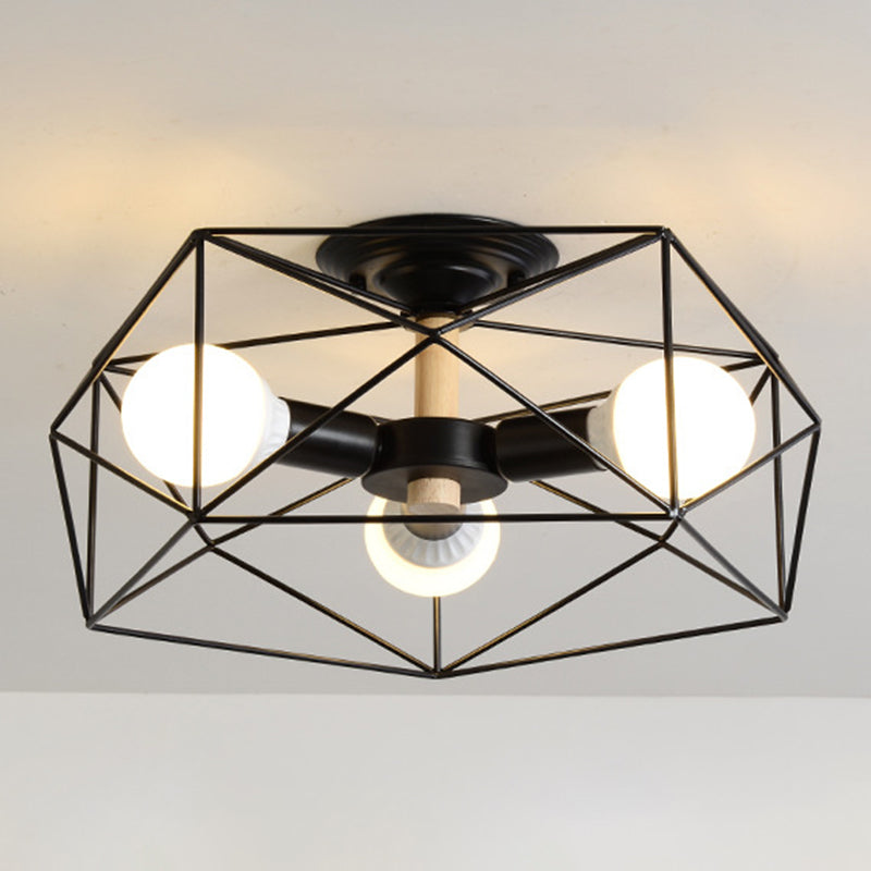 Geometric Flush Mount Ceiling Light Nordic Industrial Style Metal Ceiling Flush Mount for Bedroom