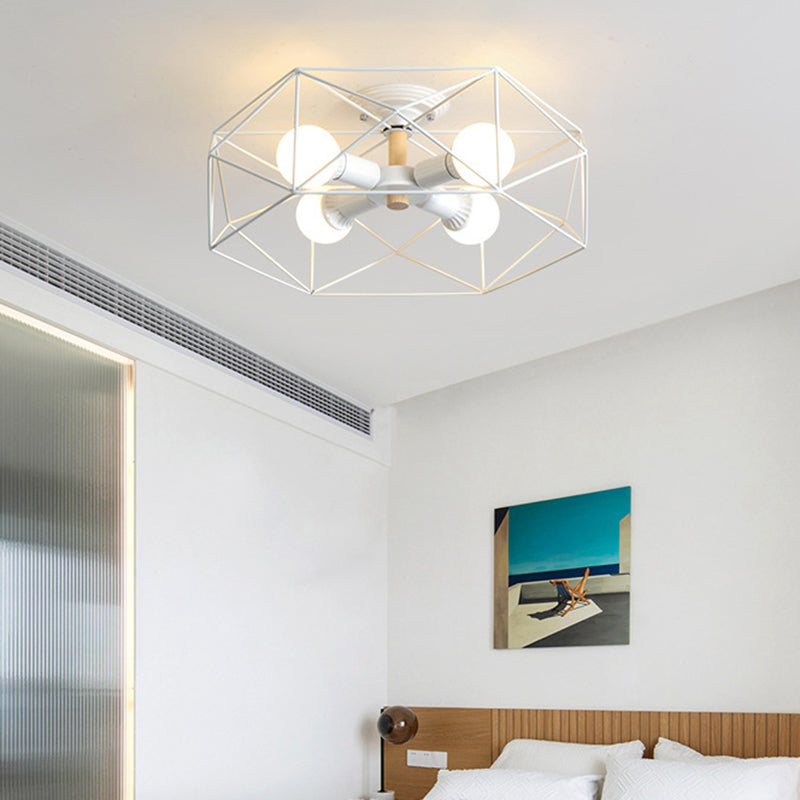 Geometric Flush Mount Ceiling Light Nordic Industrial Style Metal Ceiling Flush Mount for Bedroom