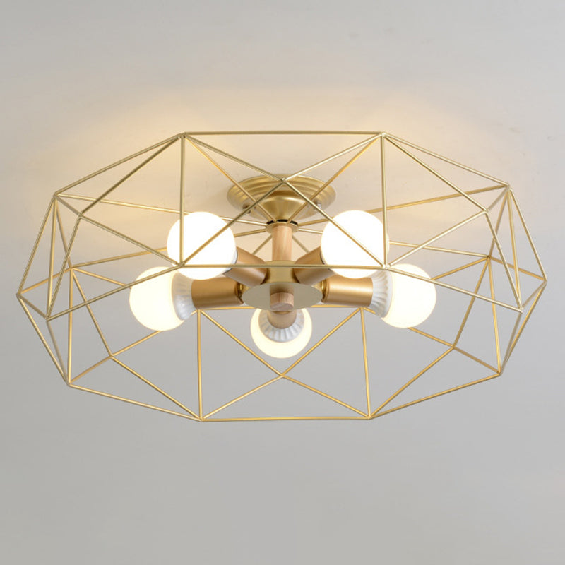 Geometric Flush Mount Ceiling Light Nordic Industrial Style Metal Ceiling Flush Mount for Bedroom