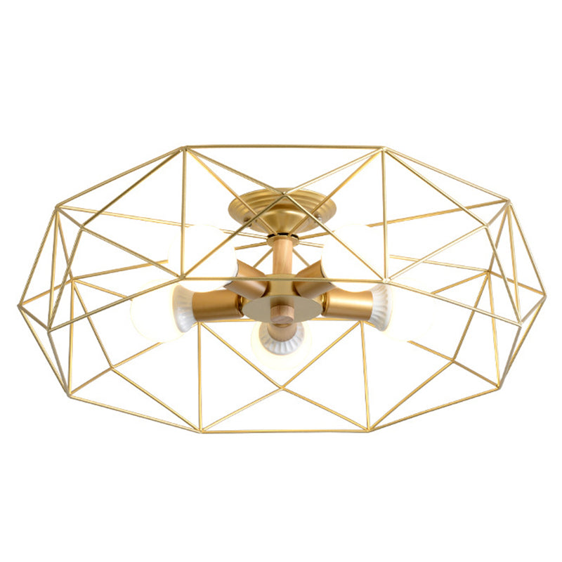Geometric Flush Mount Ceiling Light Nordic Industrial Style Metal Ceiling Flush Mount for Bedroom