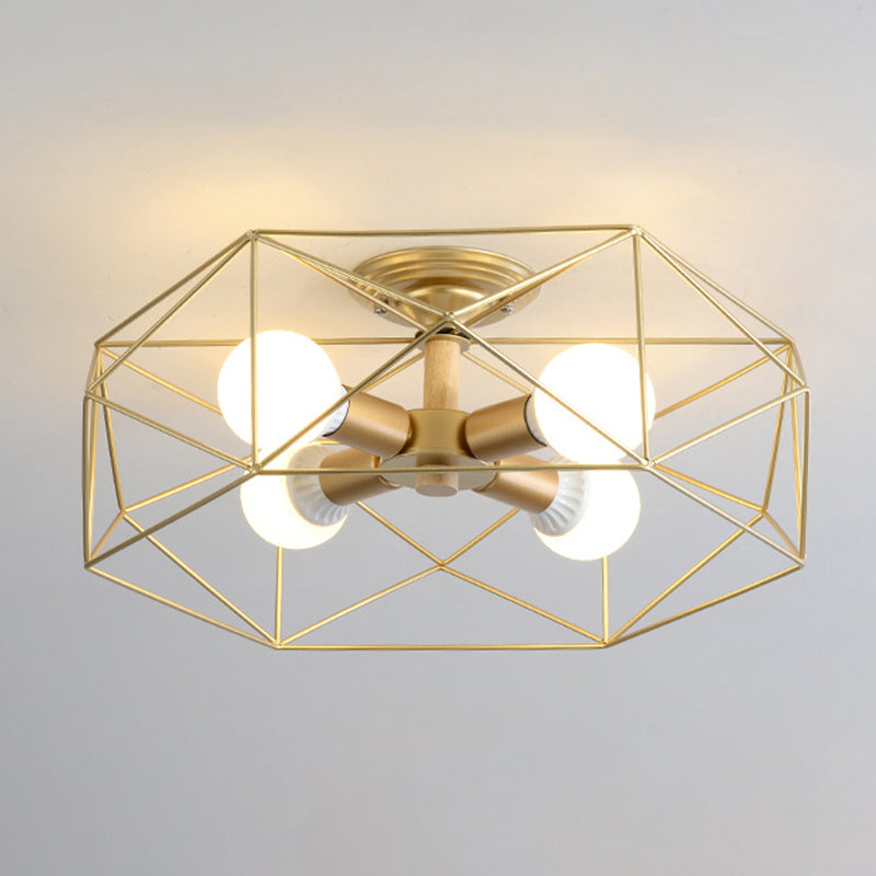 Geometric Flush Mount Ceiling Light Nordic Industrial Style Metal Ceiling Flush Mount for Bedroom