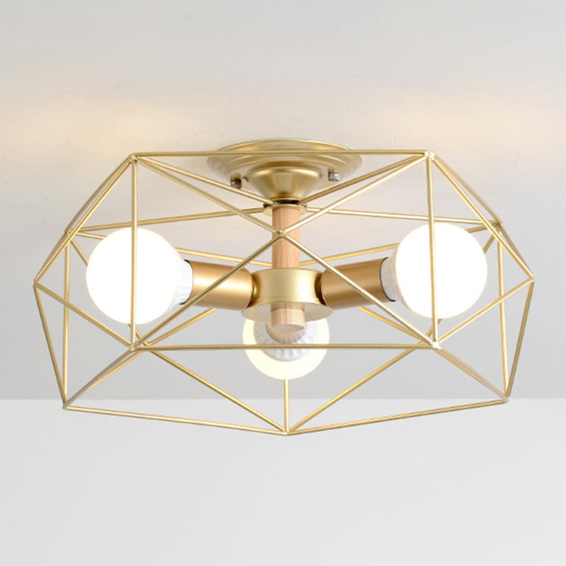 Geometric Flush Mount Ceiling Light Nordic Industrial Style Metal Ceiling Flush Mount for Bedroom