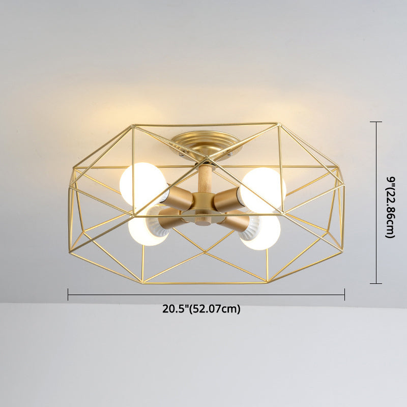 Geometric Flush Mount Ceiling Light Nordic Industrial Style Metal Ceiling Flush Mount for Bedroom