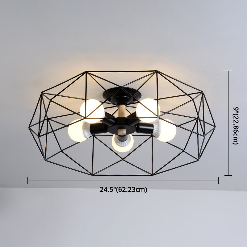 Geometric Flush Mount Ceiling Light Nordic Industrial Style Metal Ceiling Flush Mount for Bedroom
