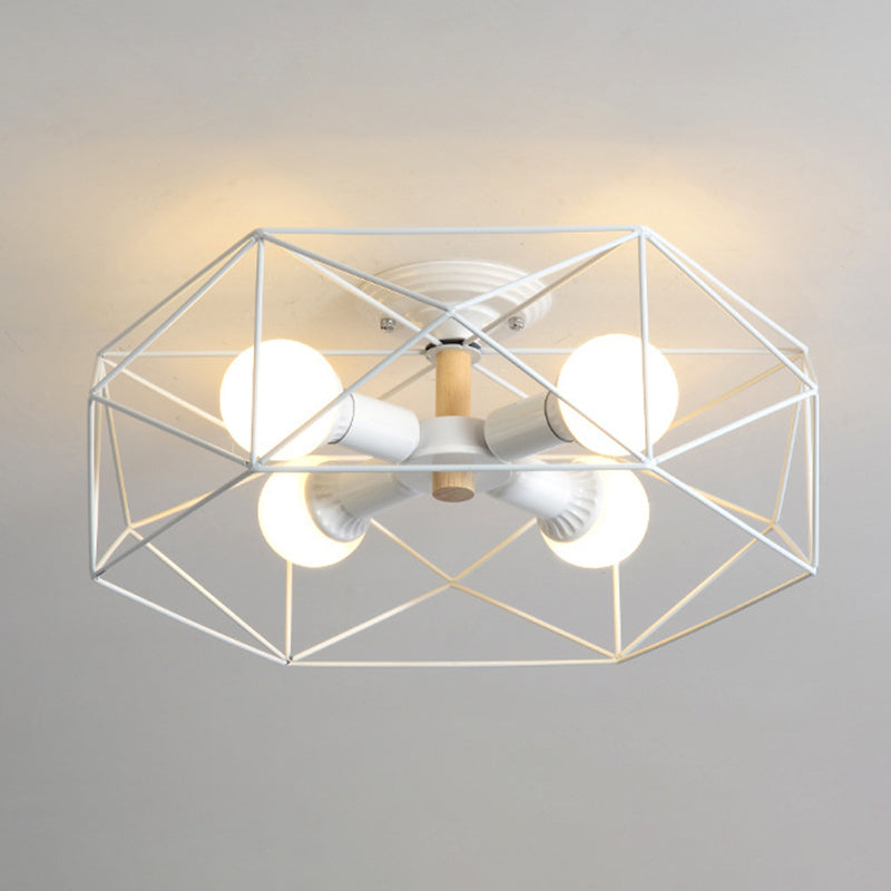 Geometric Flush Mount Ceiling Light Nordic Industrial Style Metal Ceiling Flush Mount for Bedroom