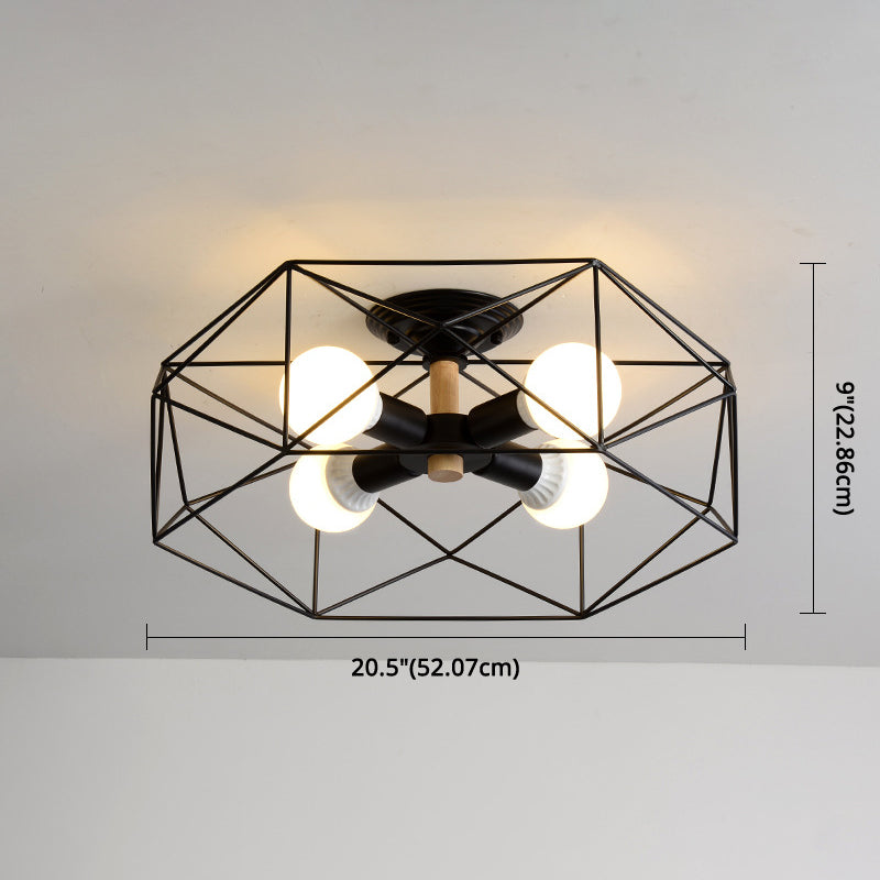 Geometric Flush Mount Ceiling Light Nordic Industrial Style Metal Ceiling Flush Mount for Bedroom
