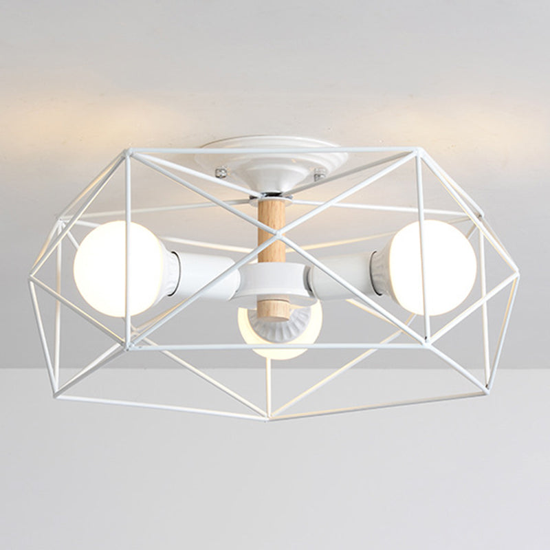 Geometric Flush Mount Ceiling Light Nordic Industrial Style Metal Ceiling Flush Mount for Bedroom