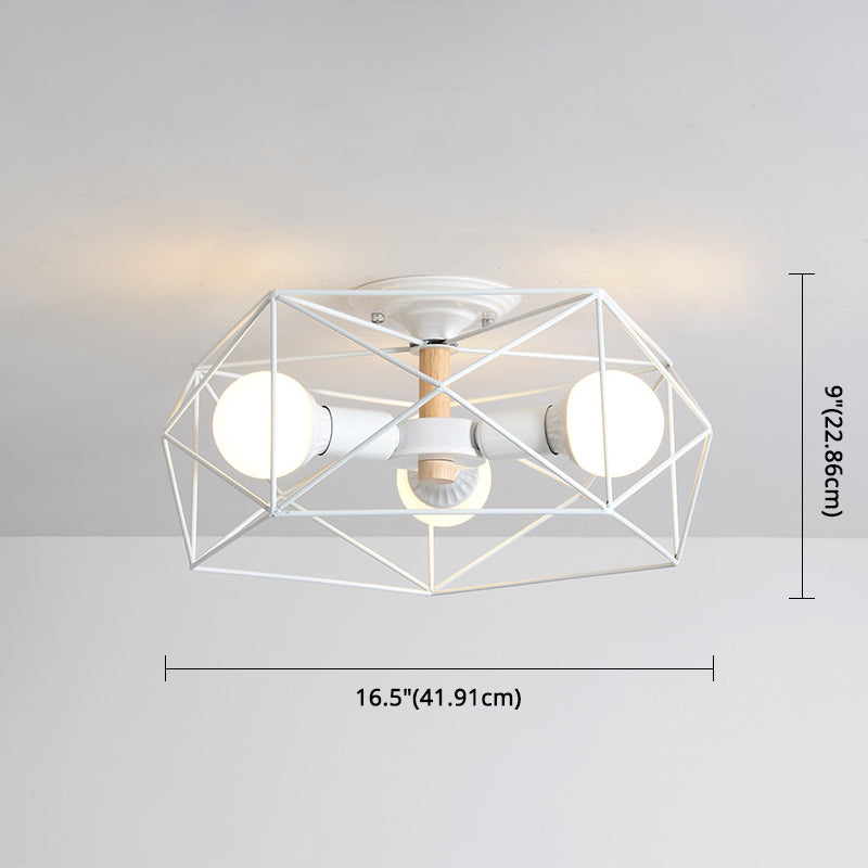 Geometric Flush Mount Ceiling Light Nordic Industrial Style Metal Ceiling Flush Mount for Bedroom